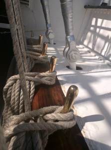 Gilded belaying pins on the Sagres